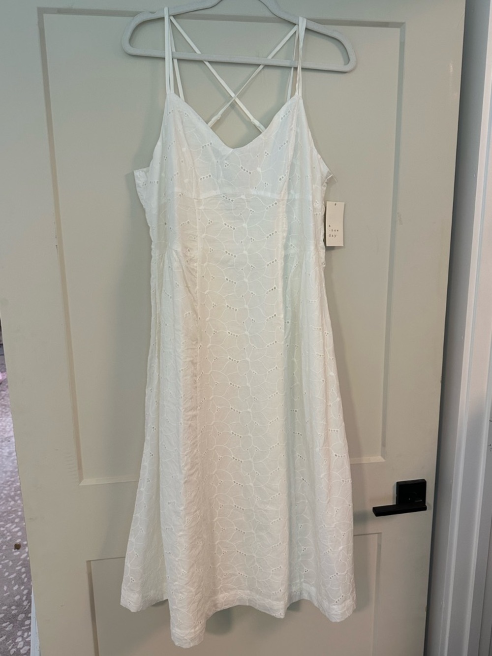 a new day White Eyelet Midi Dress with Crisscross Straps